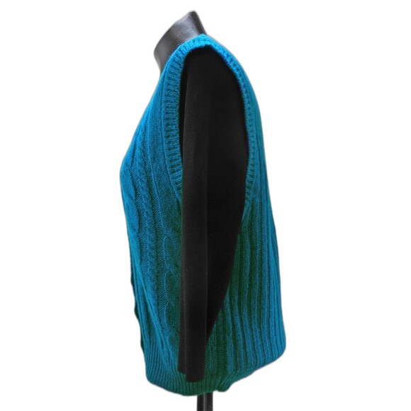 Vintage J.G. Hook Teal Shetland Wool Button-Front Vest V-Neck - Women's S - Picture 3 of 6